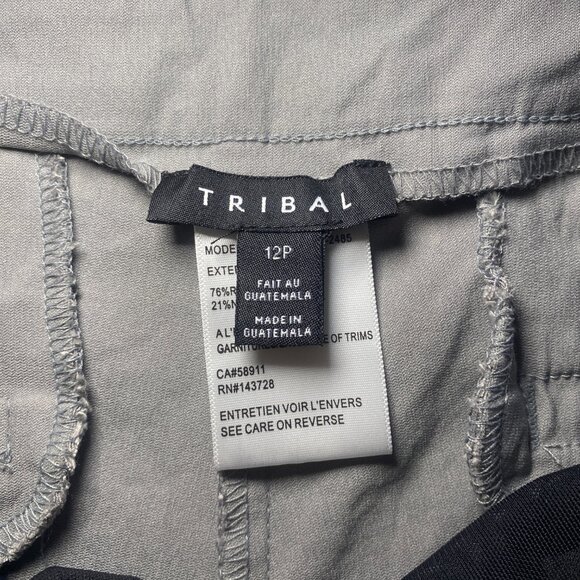 Tribal Fia Snap Button Capri Pant Womens 12P Light Grey Pull On Office EUC - Picture 3 of 10